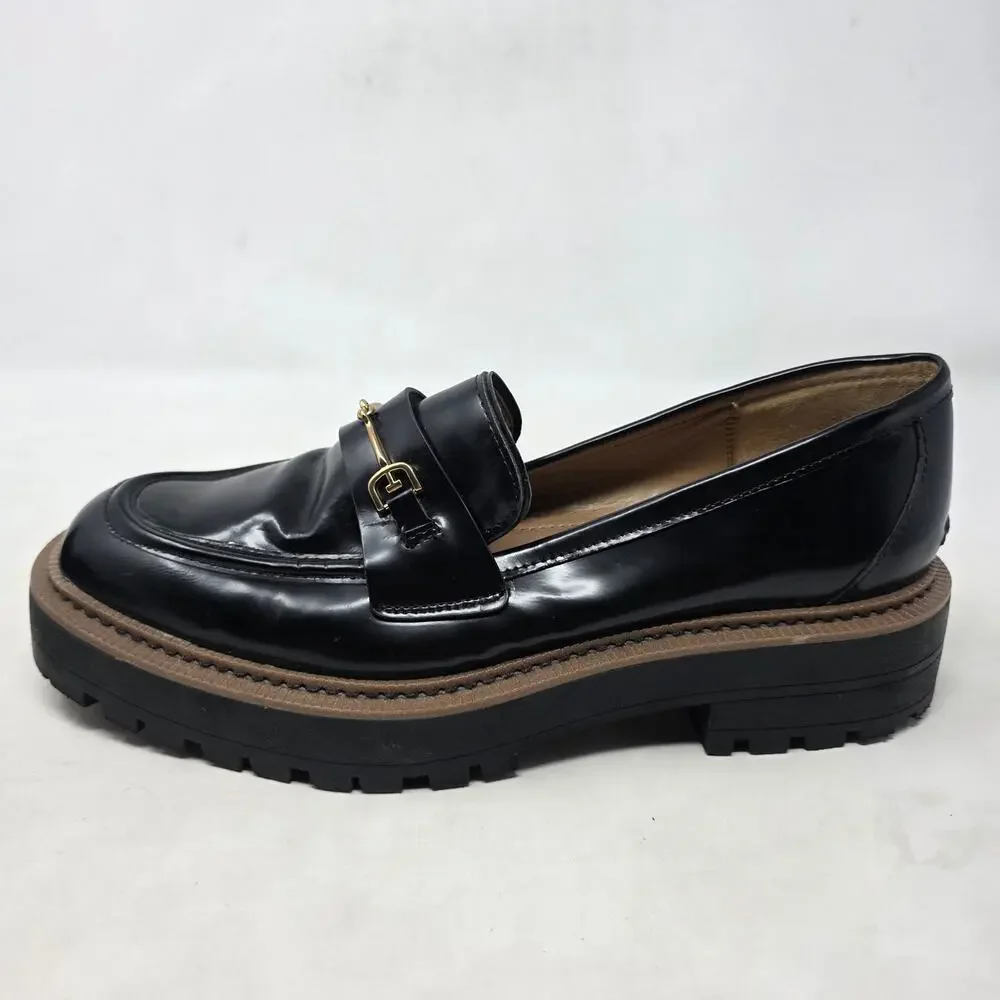 Sam Edelman Laurs Lug Sole Loafers Gold Hardware Womens 10.5
